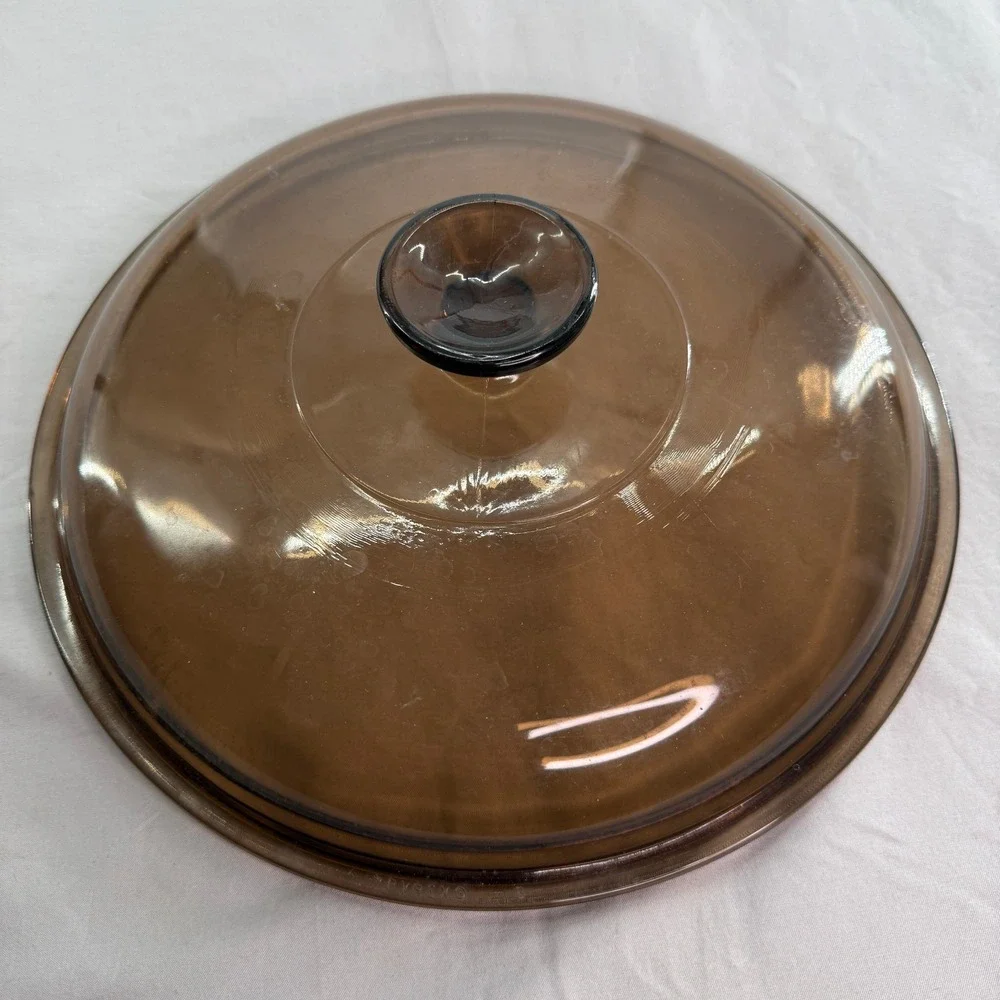 Pyrex 11 Vision Amber Glass Lid Replacement 10 Inch Round Brown USA
